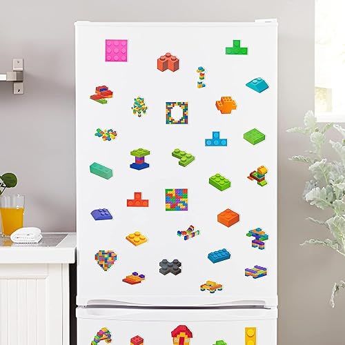 Miniatura 6 de Haooryx Adhesivo reutilizable de ladrillos de juguete, 50 unidades, lindo bloque de juguete, impermeable, de vinilo, reutilizable, para laptop,