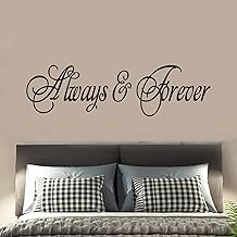 Wall Decals for Bedroom, Bathroom Wall Stickers, (Easy to Apply), Wall Decor Vinyl Art Quotes Couples Love Inspirational Romantic Married Farmhouse Sayings Home Positive, Always & Forever 25"X7"