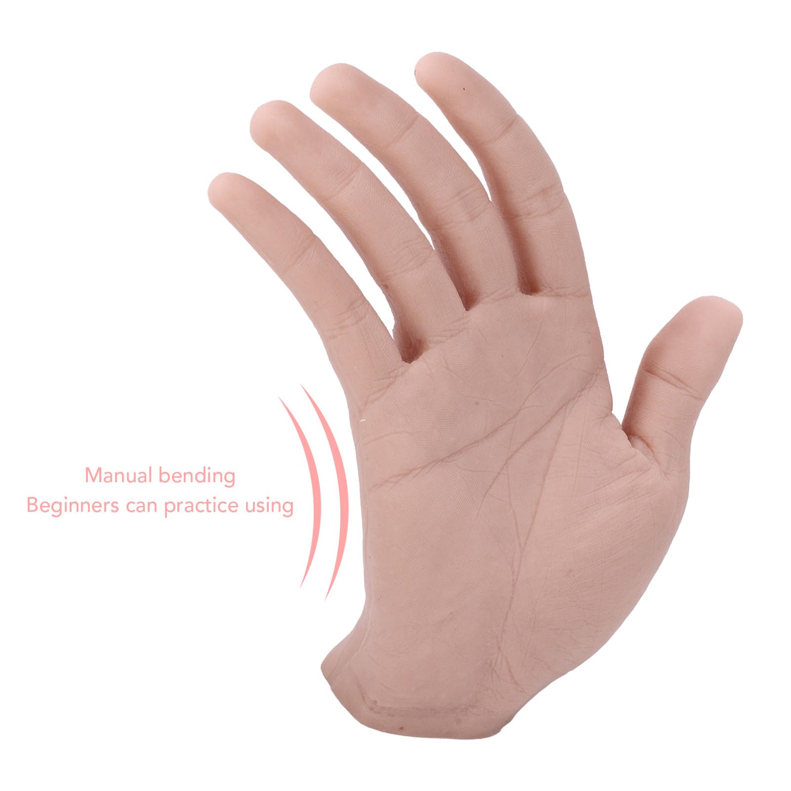 Fockety Mano Masculina de Silicona Realista, Modelo de Mano Masculina de Mano Izquierda o Derecha de 7,1 X 4,3 Pulgadas, Mano de maniquí de Uñas Acrílicas Flexible y Reutilizable, Mano