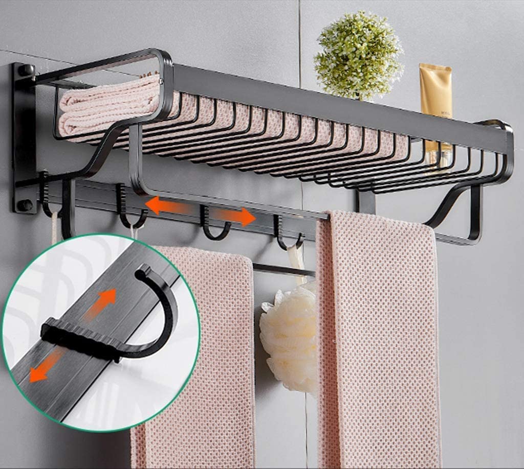 Porta Asciugamani Portasciugamani A Parete Space Alluminio Spesso Doppio Palo Strato Bagno Cucina Rack Multifunzione Accessori Per Il Bagno(57cm)
