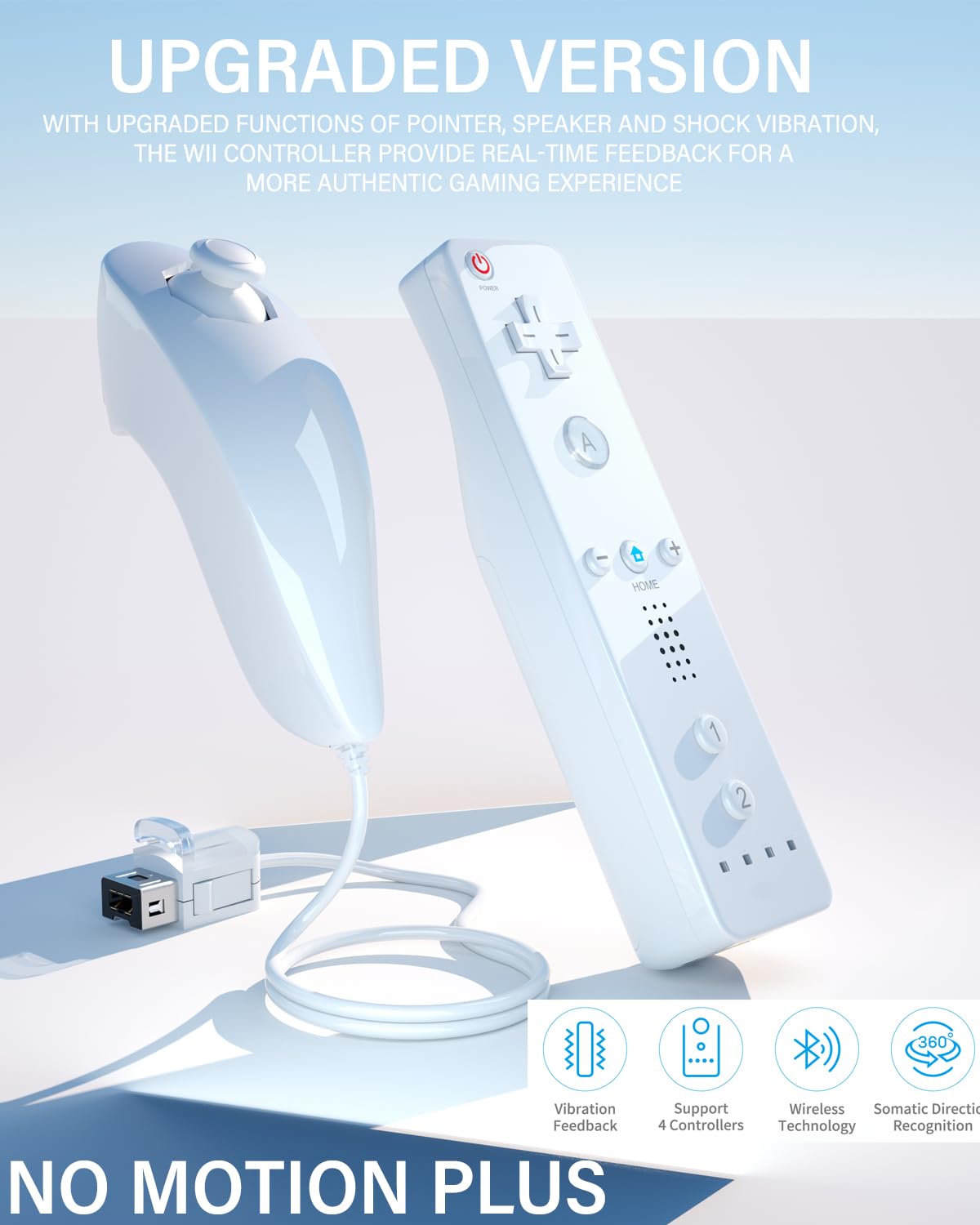 SONVIEE Wii Manette Remote Controller et Nunchuck Joystick Wii Télécommande de Remplacement avec étui en Silicone et Dragonne, Contrôleur sans Motion Plus