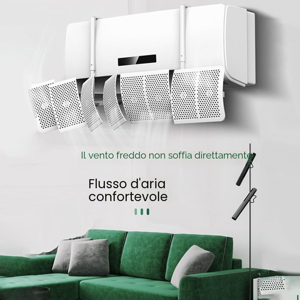 Deflettore di flusso per condizionatore a 8 foglie, deflettore per condizionatore, deflettore universale a parete per uscita diretta dell'aria per casa/ufficio, bianco (filtro al carbone)