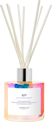 Moodcast BFF - Difusor de varillas – Difusor de aroma de lujo para el hogar, fragancia para dormitorio y baño – Gardenia, menta y tuberosa, 8 cañas,