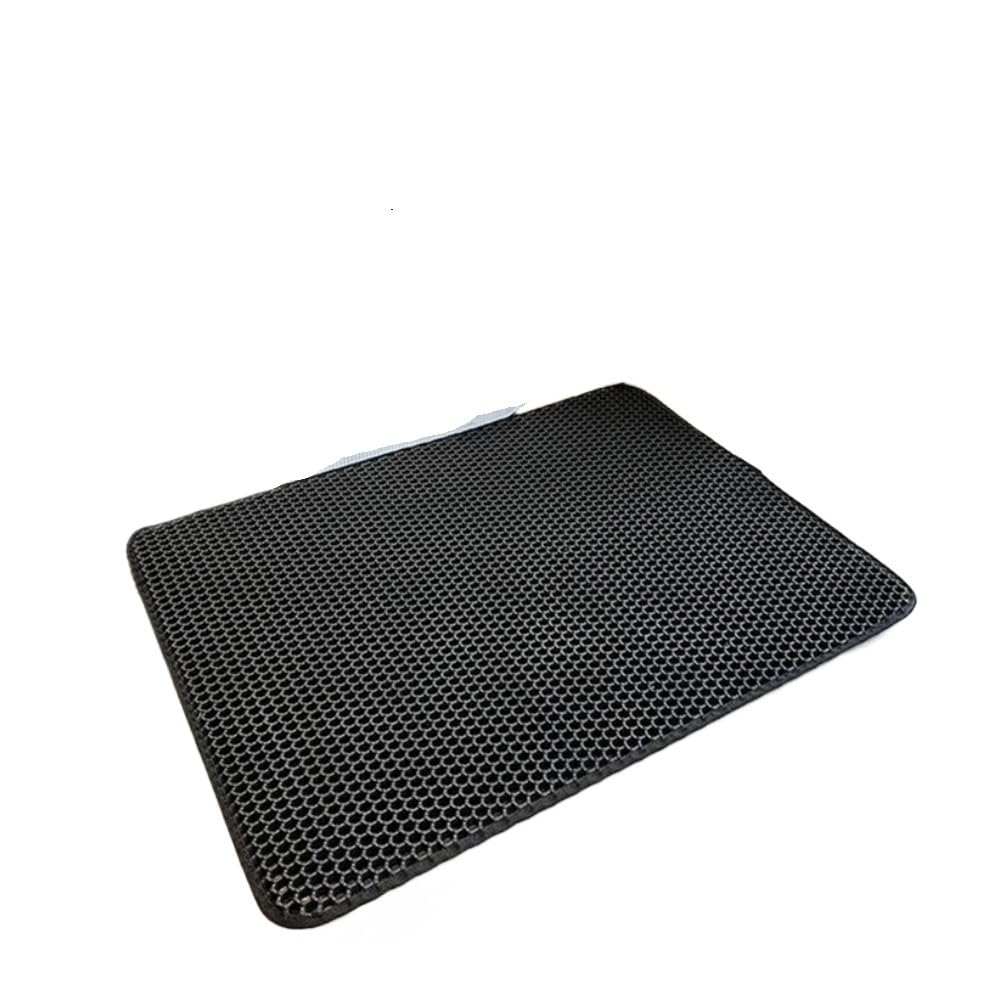Cat Litter Mat Pet Toilet Double Layer Box Sand Washable Clean Pad Supplies(Black,55X75CM)