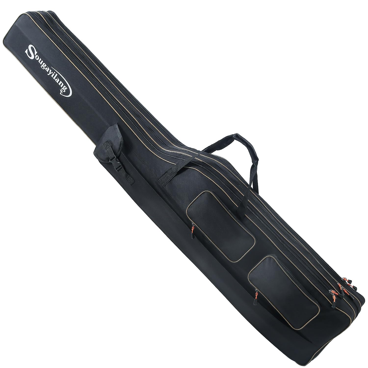 Sougayilang Sac de transport pliable pour canne à pêche - 3 couches - Grande capacité de rangement - 165 cm - Noir