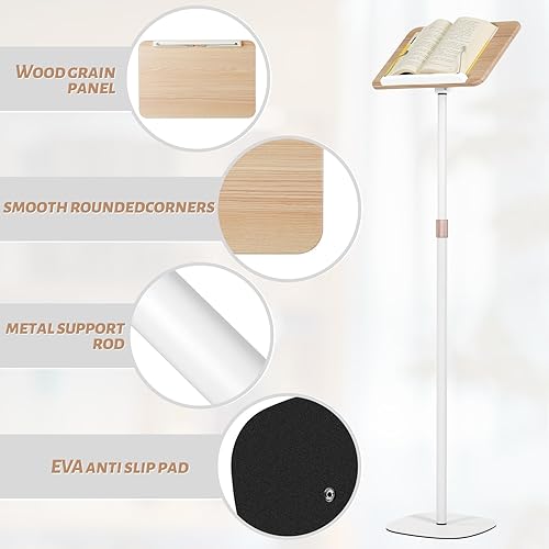 Miniatura 3 de Soporte de lectura de pie, altura ajustable del soporte para libros (de 20 a 67 pulgadas y ángulo, soporte de música, para portátiles, tabletas,