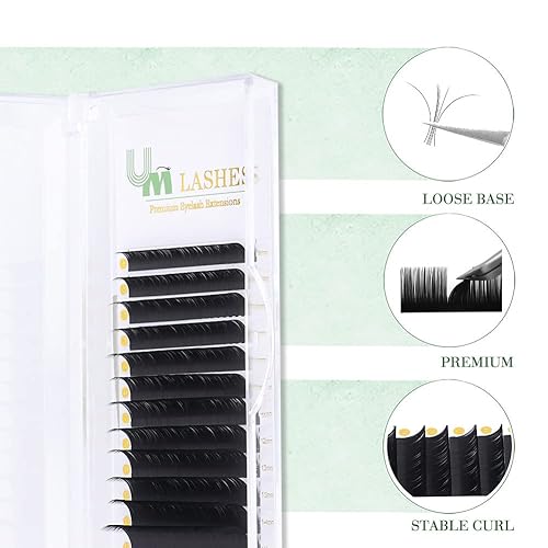 Miniatura 2 de Extensiones de pestañas UM bandeja mixta de volumen 0.003 in, rizo D, 0.315-0.591 in, extensiones de pestañas individuales suaves negro mate oscuro