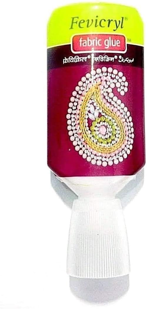 Fevicryl Fabric Glue for Gems Acrylic Rhinestones Clothes Shoes Adhesive Bonds Machine Washable, 20ml - White