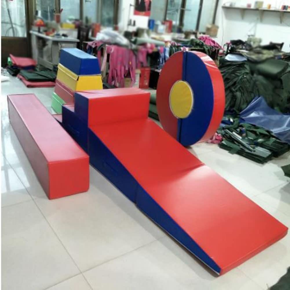 GRRICEPL Gymnastics Wedge Training Exercise Mats High Elasticity with Handle Waterproof Tumbling Mat for Gymnastics Training, Cheerleading and Obstacle Courses (Color : Red, Size : 80X60X30CM)