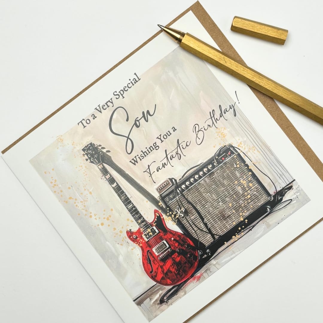 Birthday Card For Son - Rock Star Guitar Design - A5 Gloss - Blank Inside - View #4