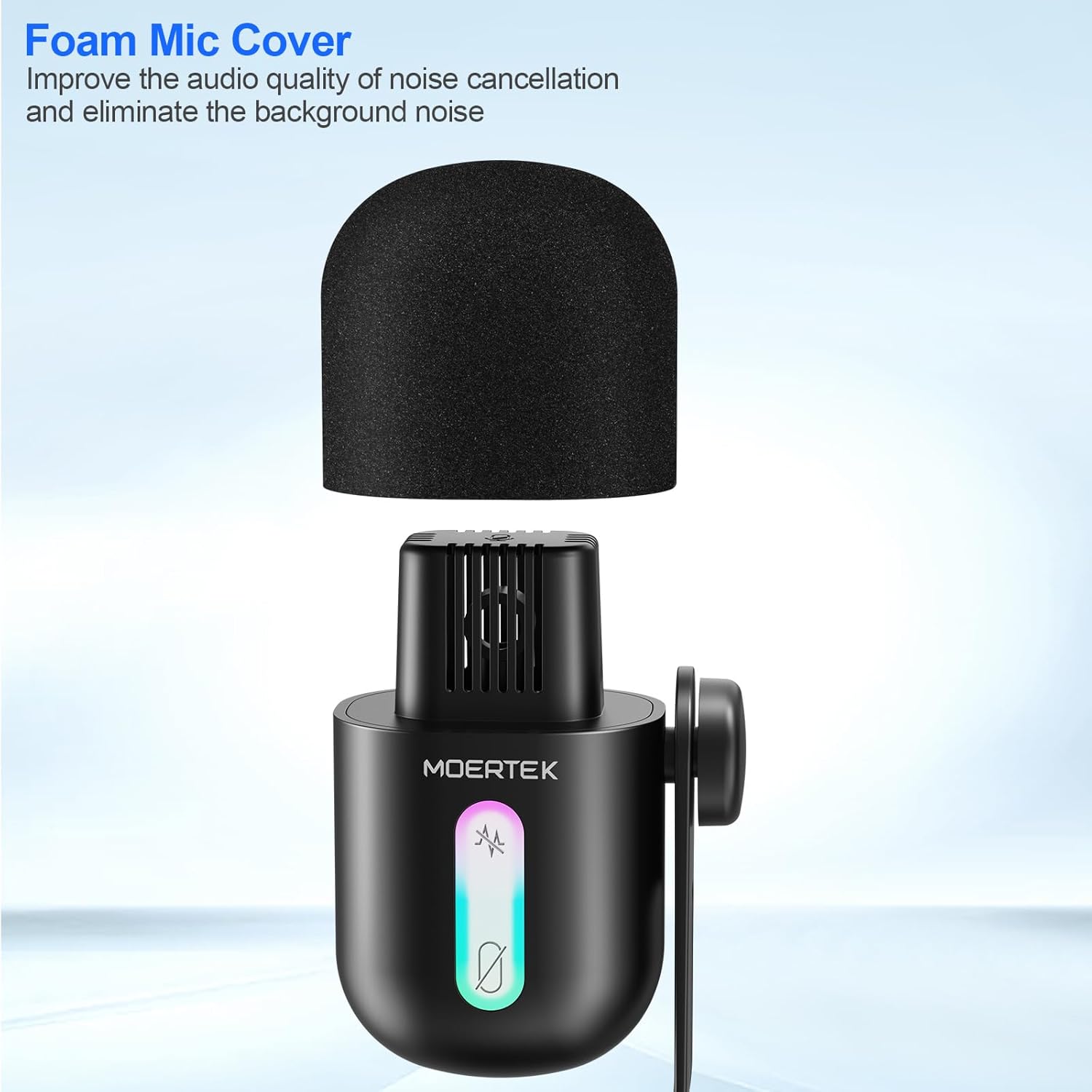 USB Microphone for PC, Cardioid Condenser Microphone with Active Noise Cancellation, Quick Mute, Built-in Headphone Jack, Gaming Mic with Table Stand, for Live Streaming, Instruments, Podcast