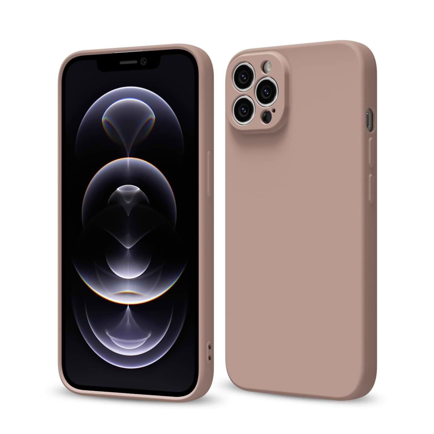 Svaove for iPhone 12 Pro Phone Case Liquid Silicone, Thin Ultra Slim Minimalist Phone Cover, Girly Cute Plain Bright Solid Color Matte Soft Rubber Jelly Gel Plastic TPU Bumper, Brown Fall