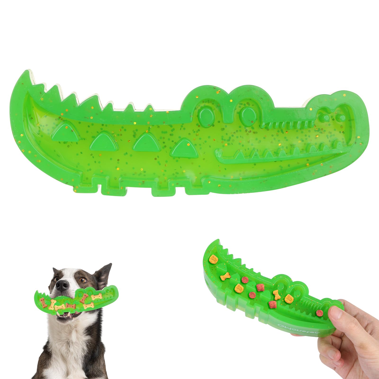 LALASTYLE Dog Fillable Chew Toy, Slow Feed Chew and Fetch Crocodile, Tough Chew Toys