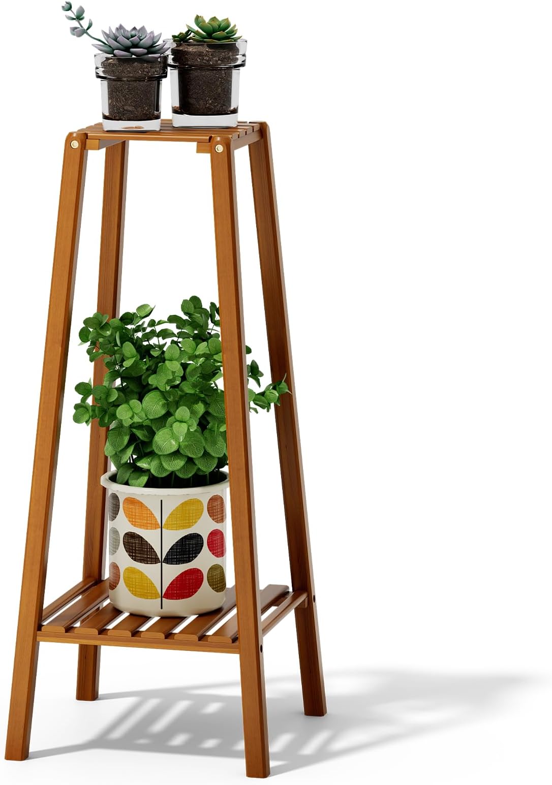 Multi-Tier Stylish Bamboo Plant Stand Indoor&Outdoor 10 Pot Bonsai Display Shelf