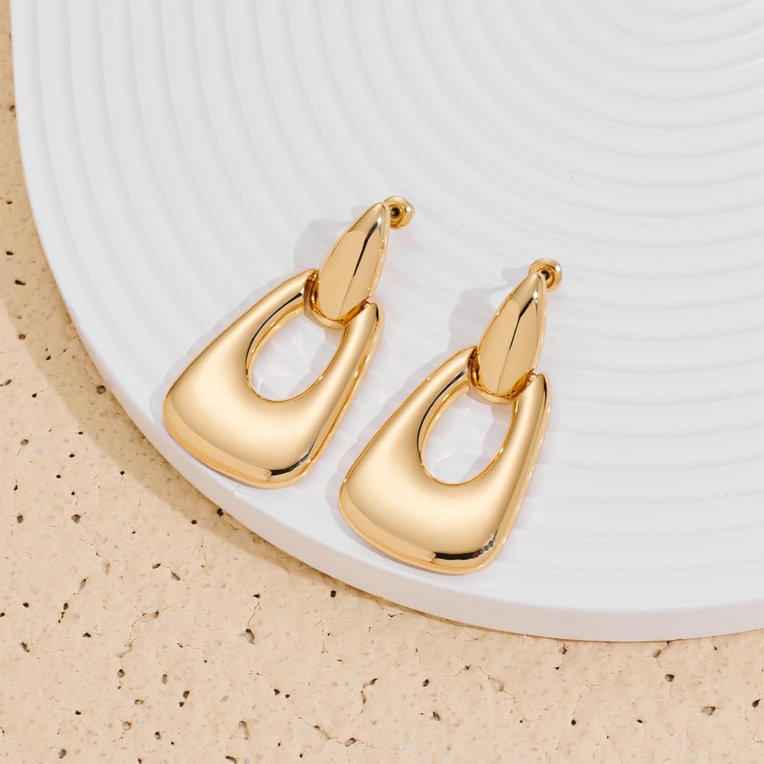 Large Geometric Drop Dangle Earrings for Women 18K Gold Long Waterdrop Link Dangle Earrings Trendy Jewelry - Image 2