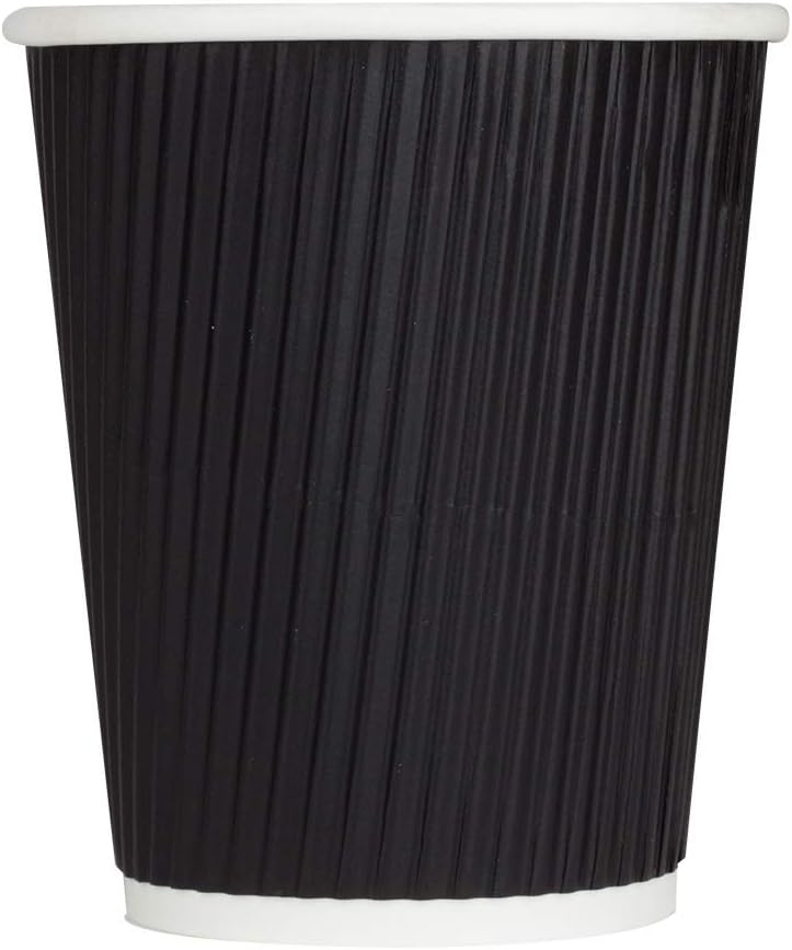 Karat 8 oz Ripple Insulated Coffee Cup [500 Count] Black Disposable Paper Hot Cup, Sturdy and Leak Proof, 80mm, No Lids