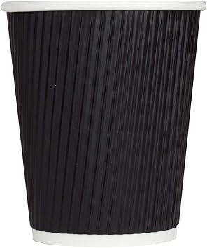 Karat 8 oz Ripple Insulated Coffee Cup [500 Count] Black Disposable Paper Hot Cup, Sturdy and Leak Proof, 80mm, No Lids
