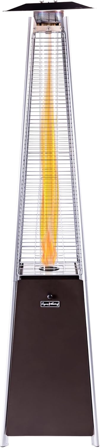 HEXAGO Outdoor Pyramid Patio Heater, 40,000 BTU Propane Patio Heater with Glass Tube, Pulse Ignition & Triple Safety Protection, Adjustable Flame, Easy Mobility, Garden, Backyard, Deck & Restaurant