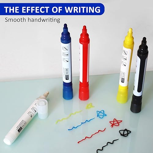 Miniatura 8 de ZHIDIAN Marcadores de pizarra blanca de vidrio, borrador magnético en aerosol y doble punta reversible 2 en 1, punta fina y fina, bolígrafos de