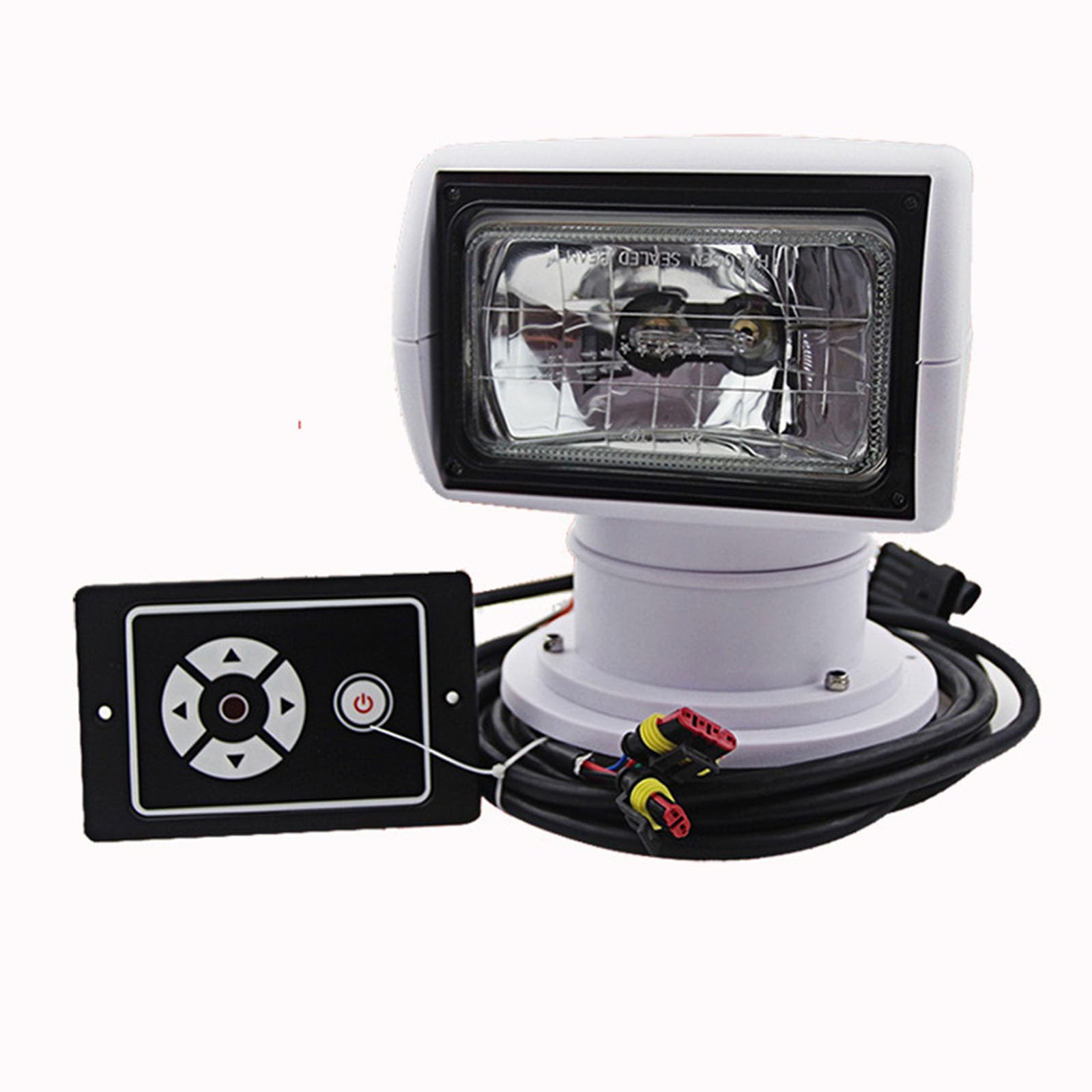 Foco para Barco, Luz De Búsqueda para Barco De 12 V/24 V, 100 W, Luz De Búsqueda Marina Impermeable con Rotación De 360°, Luz De Búsqueda Halógena con Control Remoto 24V
