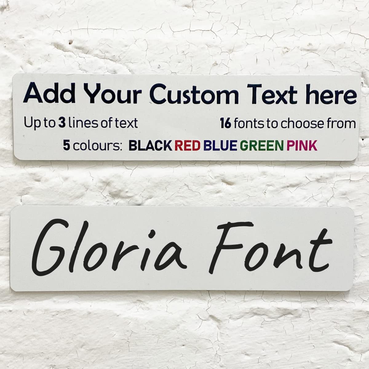 ShopQuality4U Personalised Aluminium Metal Plaque Bespoke Sign Childs Bedroom Door Add Own Text - in Gloria Font (20 x 5 cm, 7.8 x 2 inches)