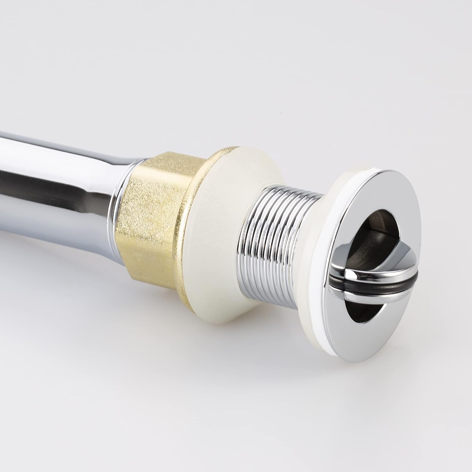 Polished Chrome Vessel Sink Drain without Overflow, Bathroom Faucet Vanity Sink Drain Stopper