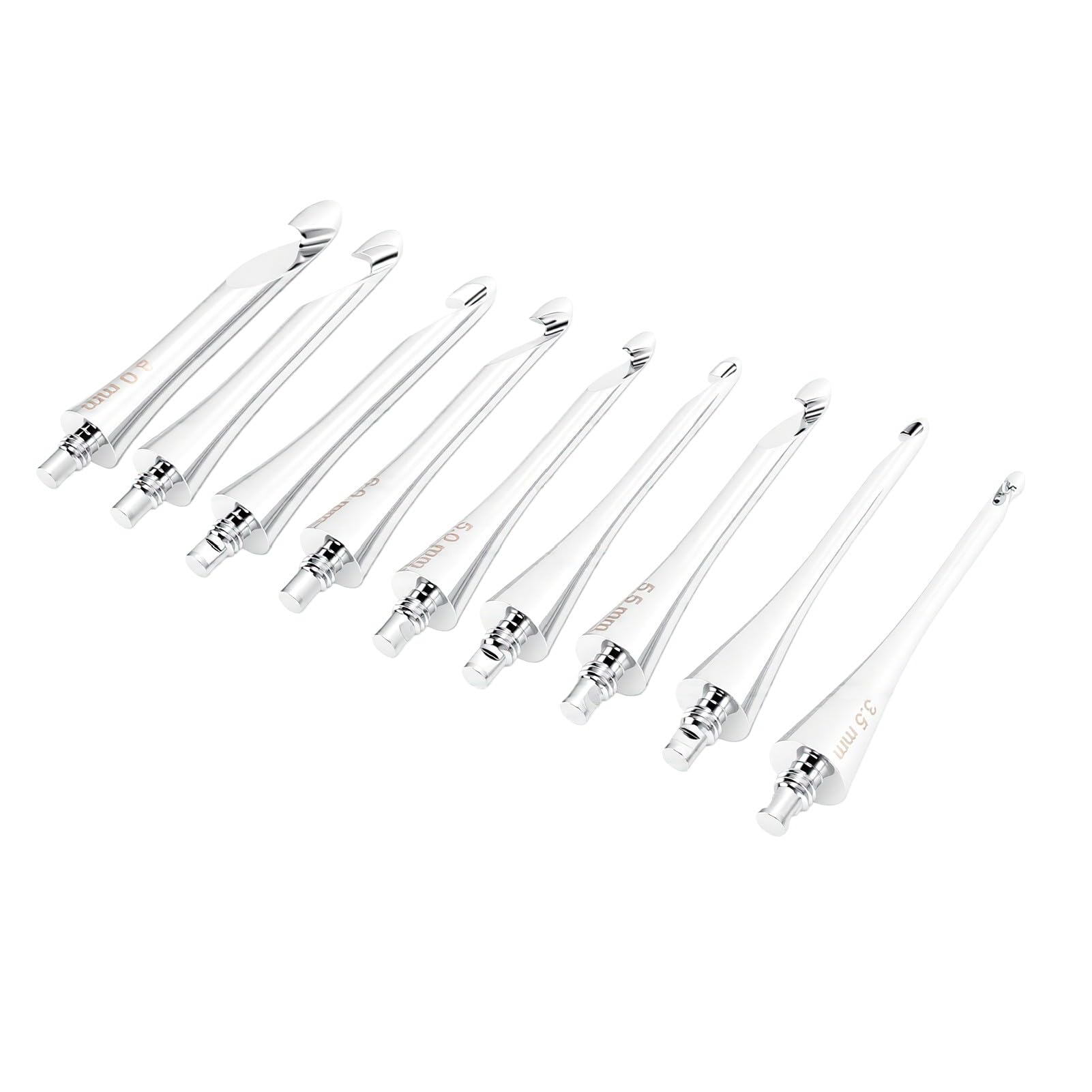 Tnfeeon Zestaw 9 Sztuk Wymiennych Szydełek, 3,5-8,0 Mm, Drewniana Rączka,