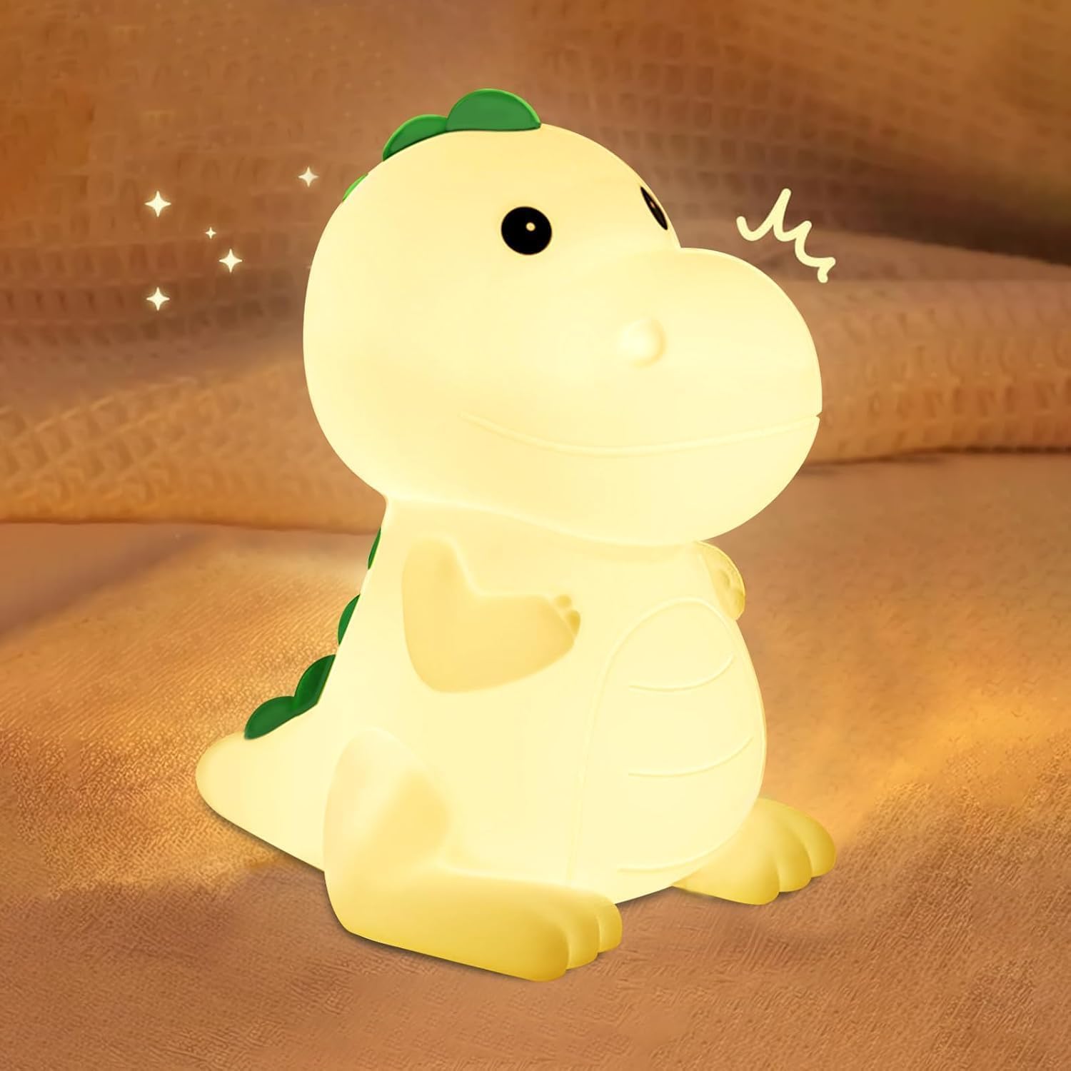 Nawchedo Night Light for Kids, 7 Colors Silicone Kids Night Light, 3 Level Adjustable Brightness, Rechargeable Anti-Glare Nursery Light with Warm White & Multicolor, Squishy Cute Bedside Touch Lamp