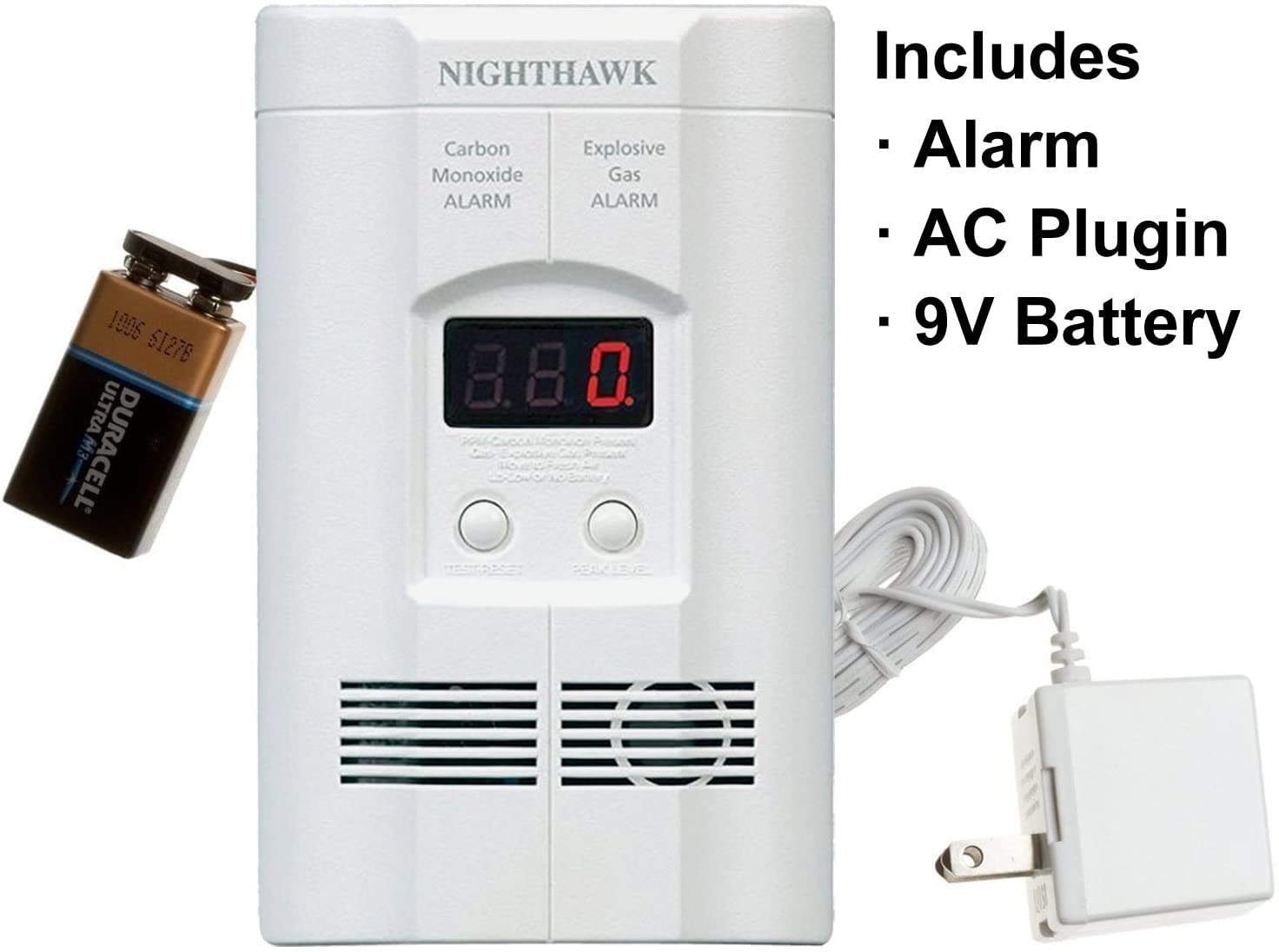 X-Sense 10-Year Battery Combination Smoke Carbon Monoxide Alarm Detector & Kidde Nighthawk Carbon Monoxide Detector & Propane, Natural, & Explosive Gas Detector, AC-Plug-in with Battery Backup, White: Tools & Home Improvement
