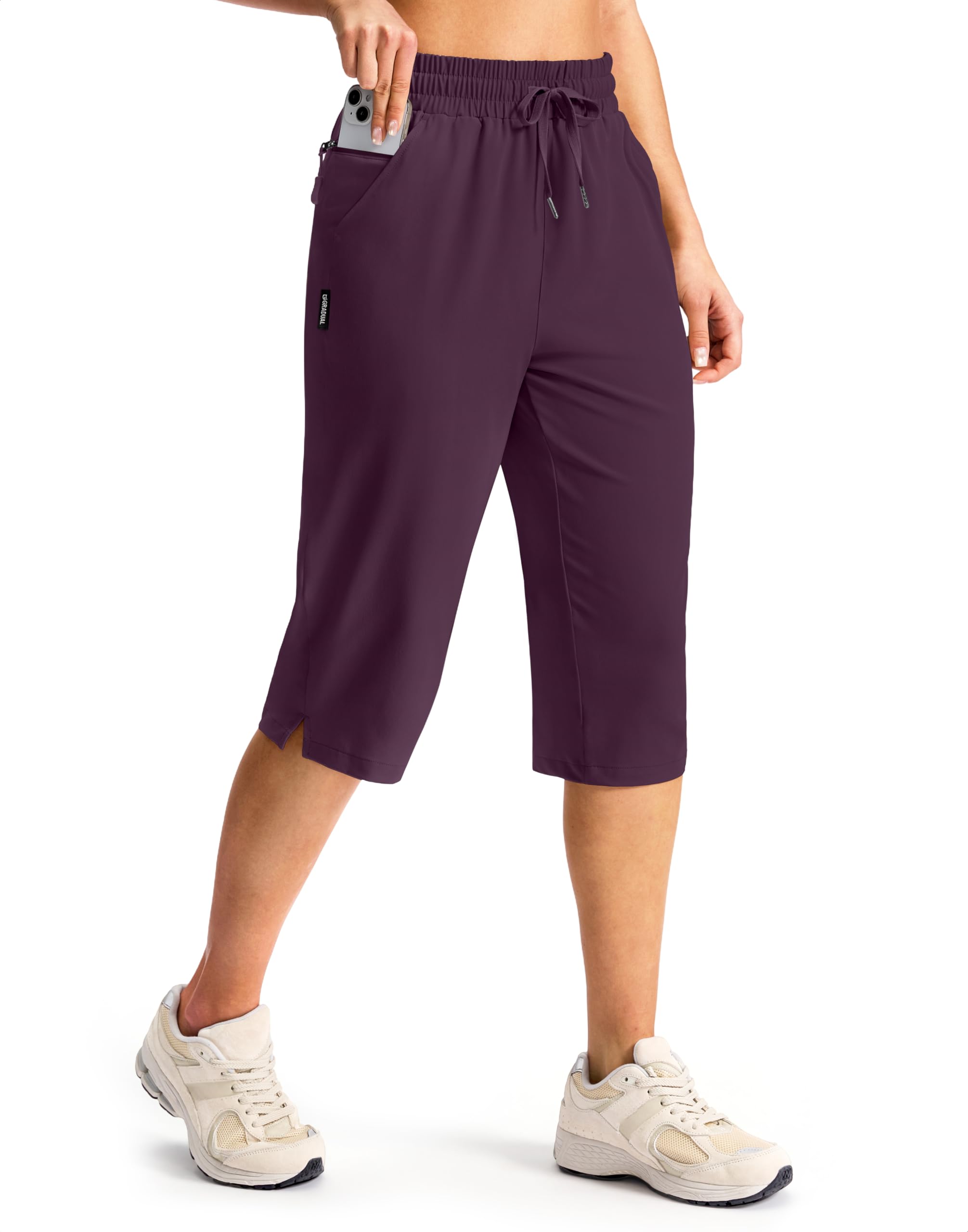 G Gradual Women's 15" Long Hiking Shorts with Zipper Pocket Below The Knee Capris Lightweight Bermuda Shorts for Women — view 8
