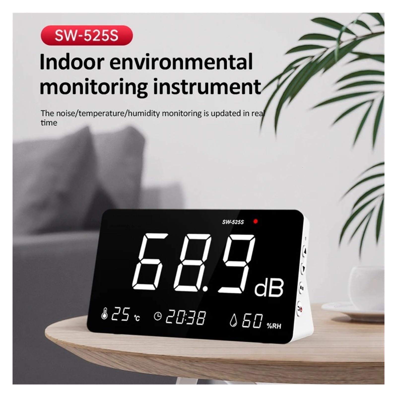 Medidor De Ruido Decibelios 4 En 1, Nivel Sonido 30 DB A 130, Monitor Audio, Temperatura Y Humedad Con Visualización Tiempo PrecisióN Extremadamente Alta