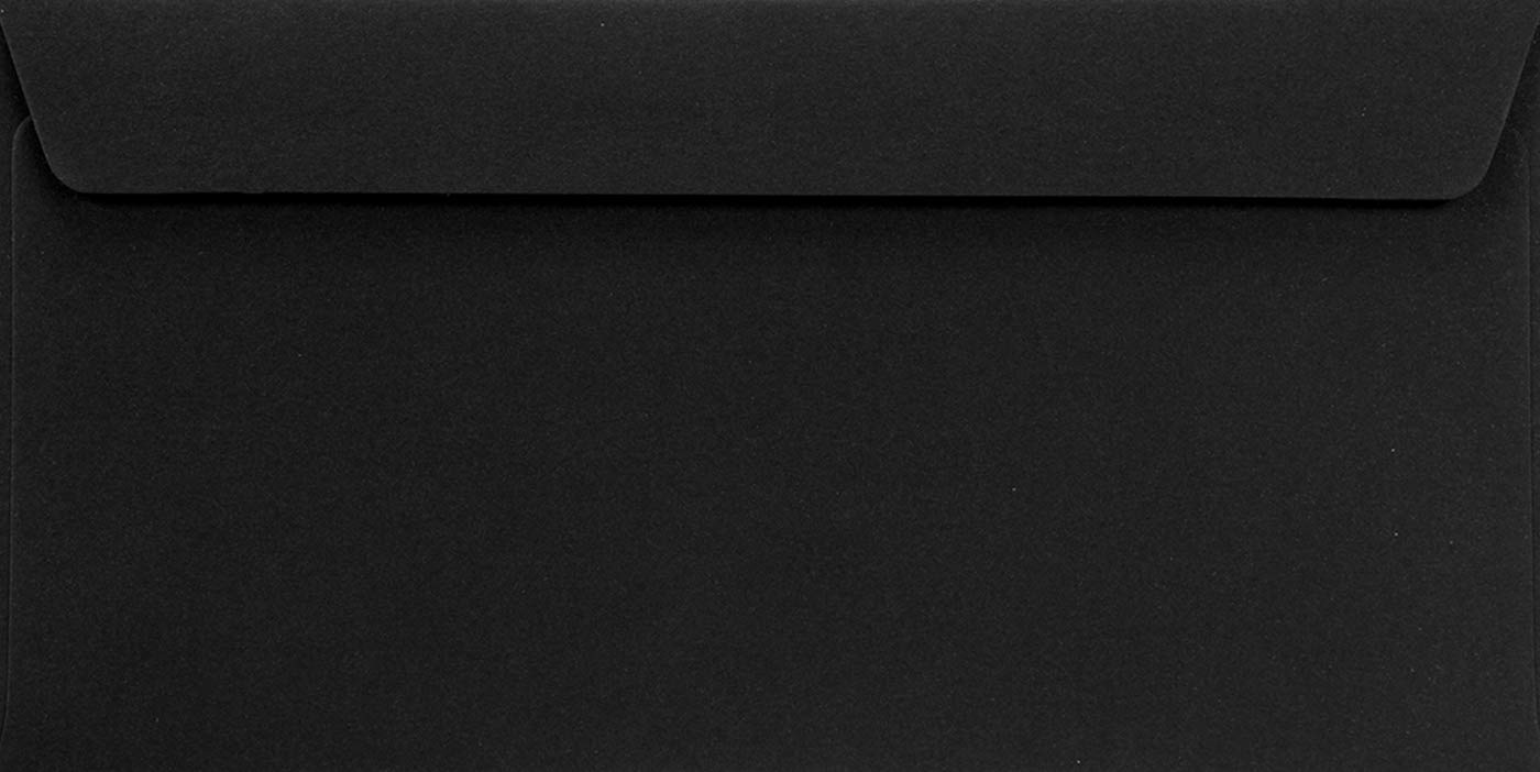 Netuno 500 Long Black Coloured envelopes DIN DL 110x220mm 4.33x8.66 inches 120gsm Burano Nero Peel&Seal Square Flap no Window for Wedding Invitations Sympathy Cards invoices Christmas Money vouchers — image 1