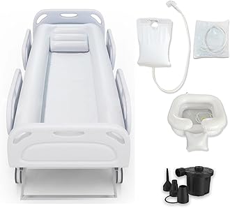 JJFFTAO,Medical Inflatable Bathtub,Bed Bath,Medical PVC Bedside Shower bathtubKit,Bed Shower for Patients with Reduced Mobility,Bedside Water Bag+Electric air Pump+Medical Inflatable Shampoo Basin