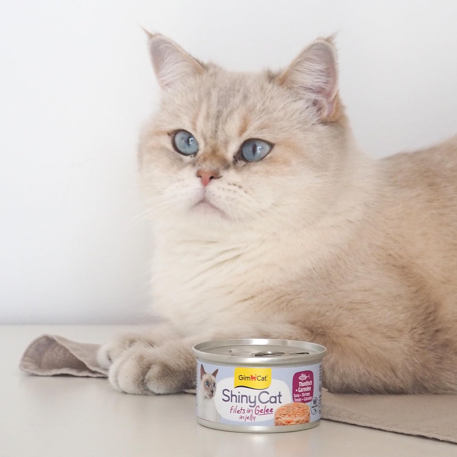 GimCat ShinyCat in Jelly z tuńczykiem i krewetkami - Mokra karma dla kotów z rybą i tauryną - 48 puszek (48 × 70 g)