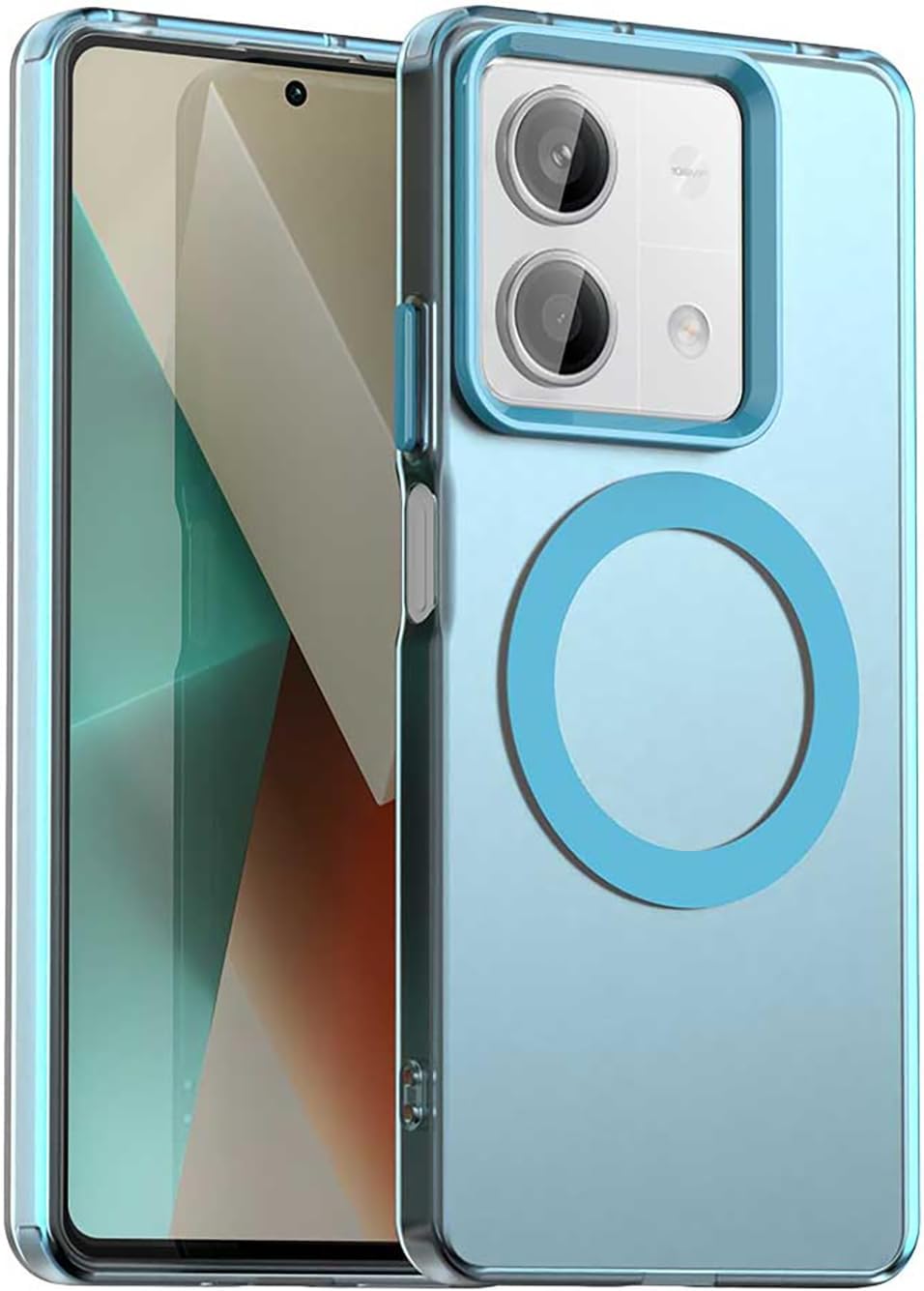 Case for Xiaomi Redmi Note 13 5G, Compatible with Magnetic Charging, Ultra-Thin Matte Translucent Anti-Shock Hard PC Case, Soft Silicone TPU Bumper Cover (Blue)