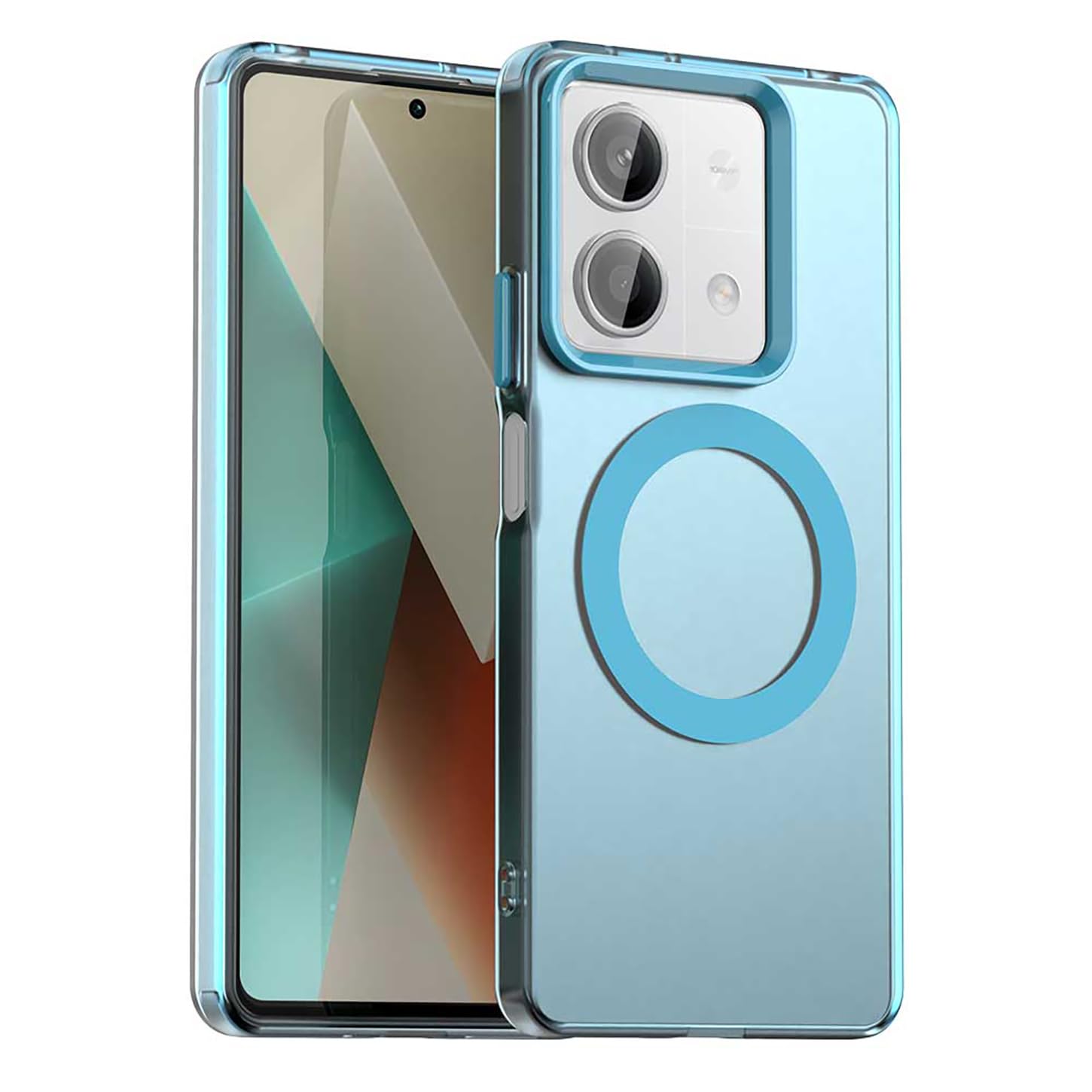 Case for Xiaomi Redmi Note 13 5G, Compatible with Magnetic Charging, Ultra-Thin Matte Translucent Anti-Shock Hard PC Case, Soft Silicone TPU Bumper Cover (Blue)