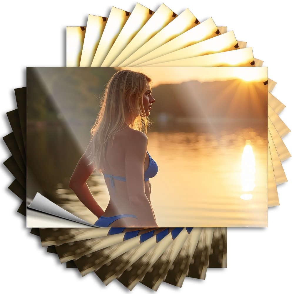 Stitch Room Decor Door Funny Sticker | Woman in Bikini Enjoying Sunset By The Lake. Coffee for Gamers Decor(6X9CM)