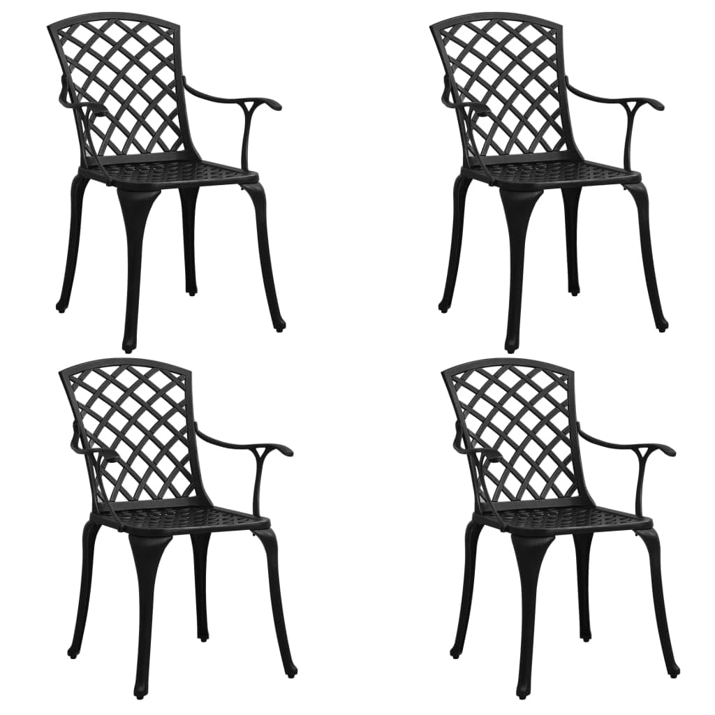 Juego de bistró de 5 piezas de aluminio fundido a presión negro juego de patio muebles de jardín apto para balcones