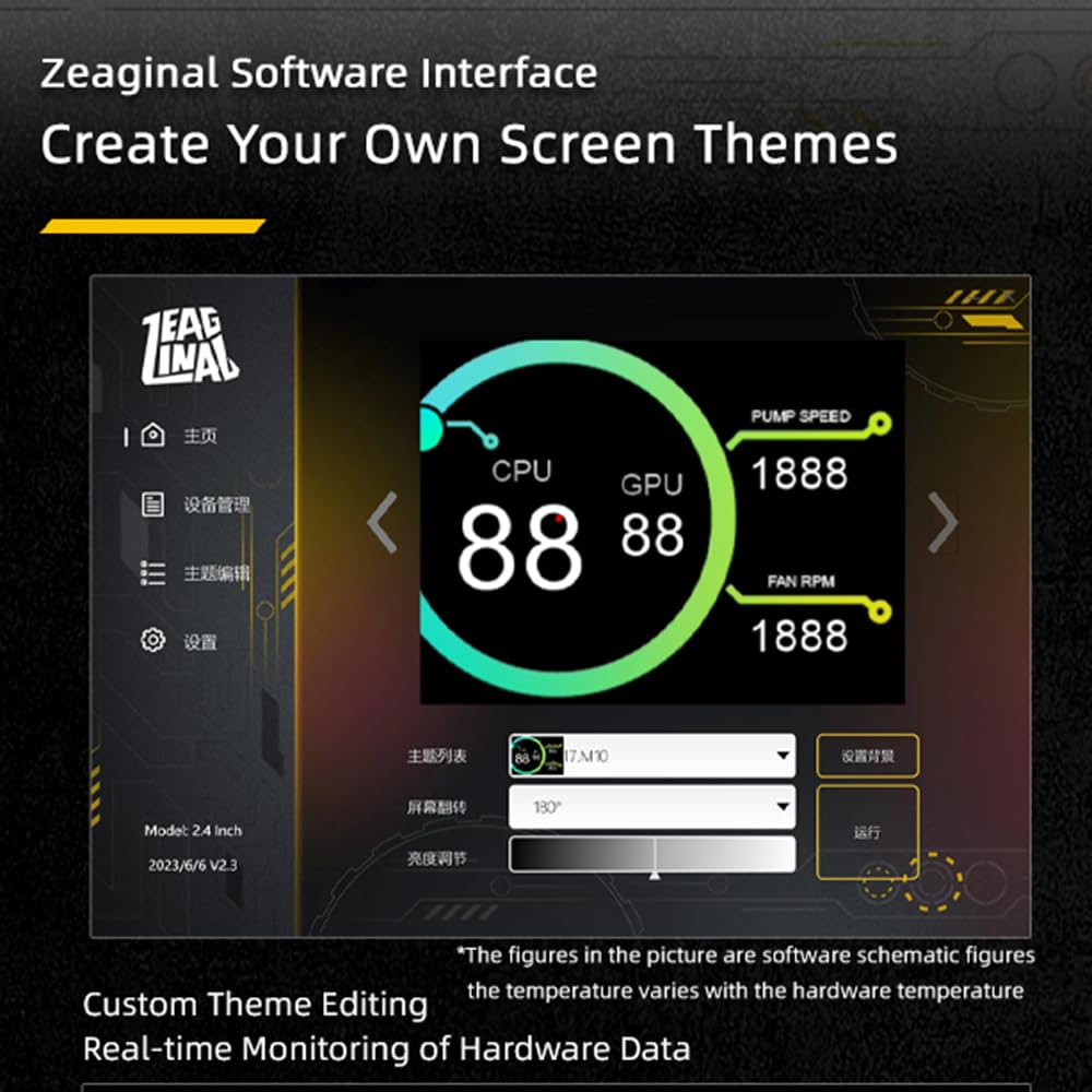 Docooler XT Enfriador de CPU con congelador líquido para Escritorio con Pantalla de Monitor LCD, 360 mm, Control Inteligente de Temperatura, Bomba de Agua optimizada, Efecto de iluminación RGB