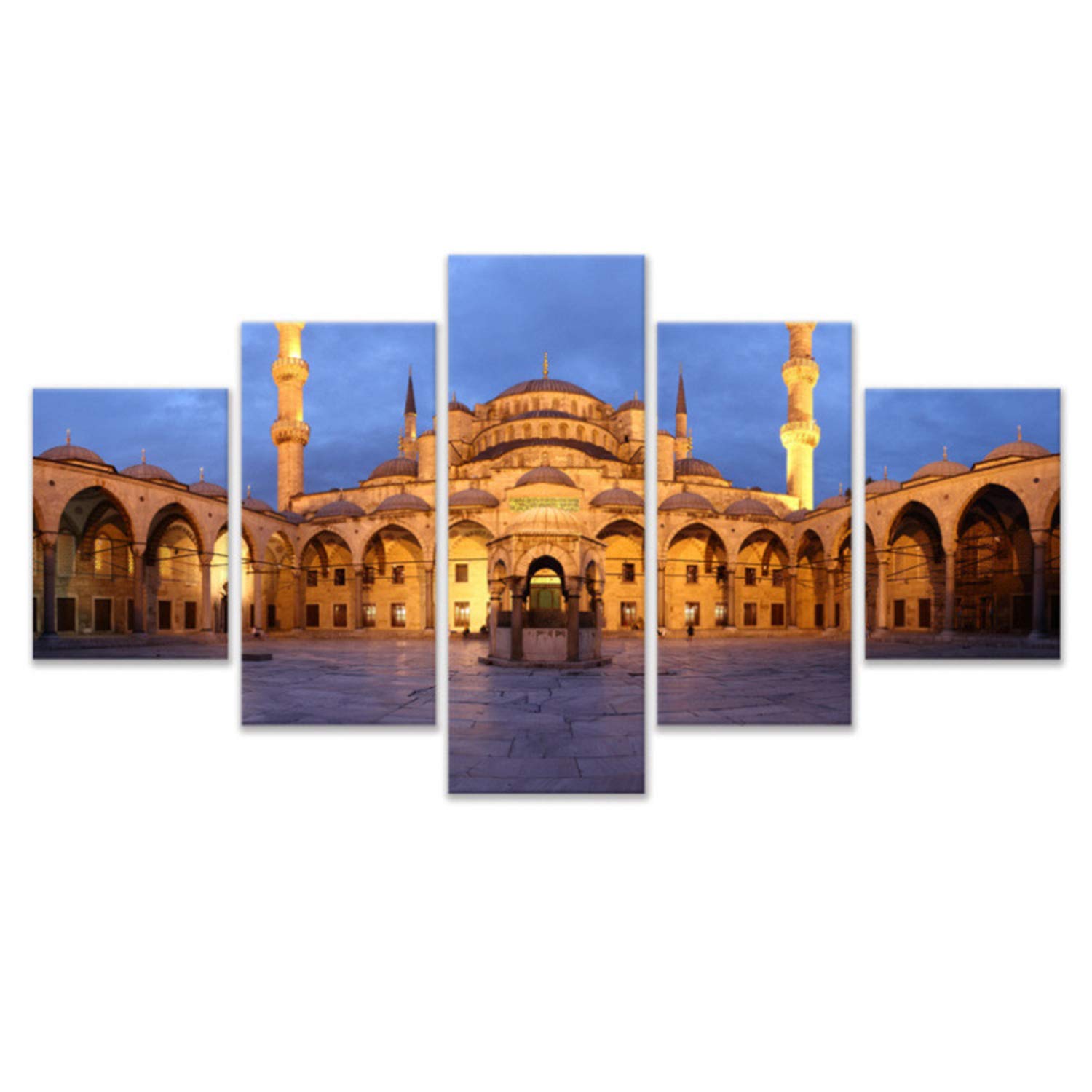 SAVORLIVING Islamic Muslim Wall Art Paintings (Set of 5) Ramadan Abstract Painted Oil Painting for Living Room Bedroom bathroom Office, Frameless(Model-1)