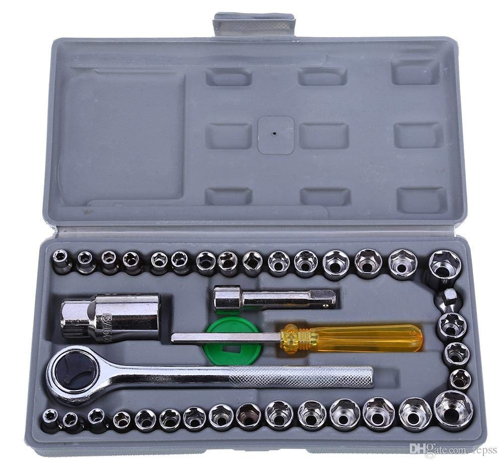 HINATA 40 in 1 Screw Driver Set PCS Automobile Motorcycle Tool Box Set Socket Wrench Sleeve Suit Hardware Auto Car Repair Tools Socket Home Tool kit Set|Wrench Tool kit|