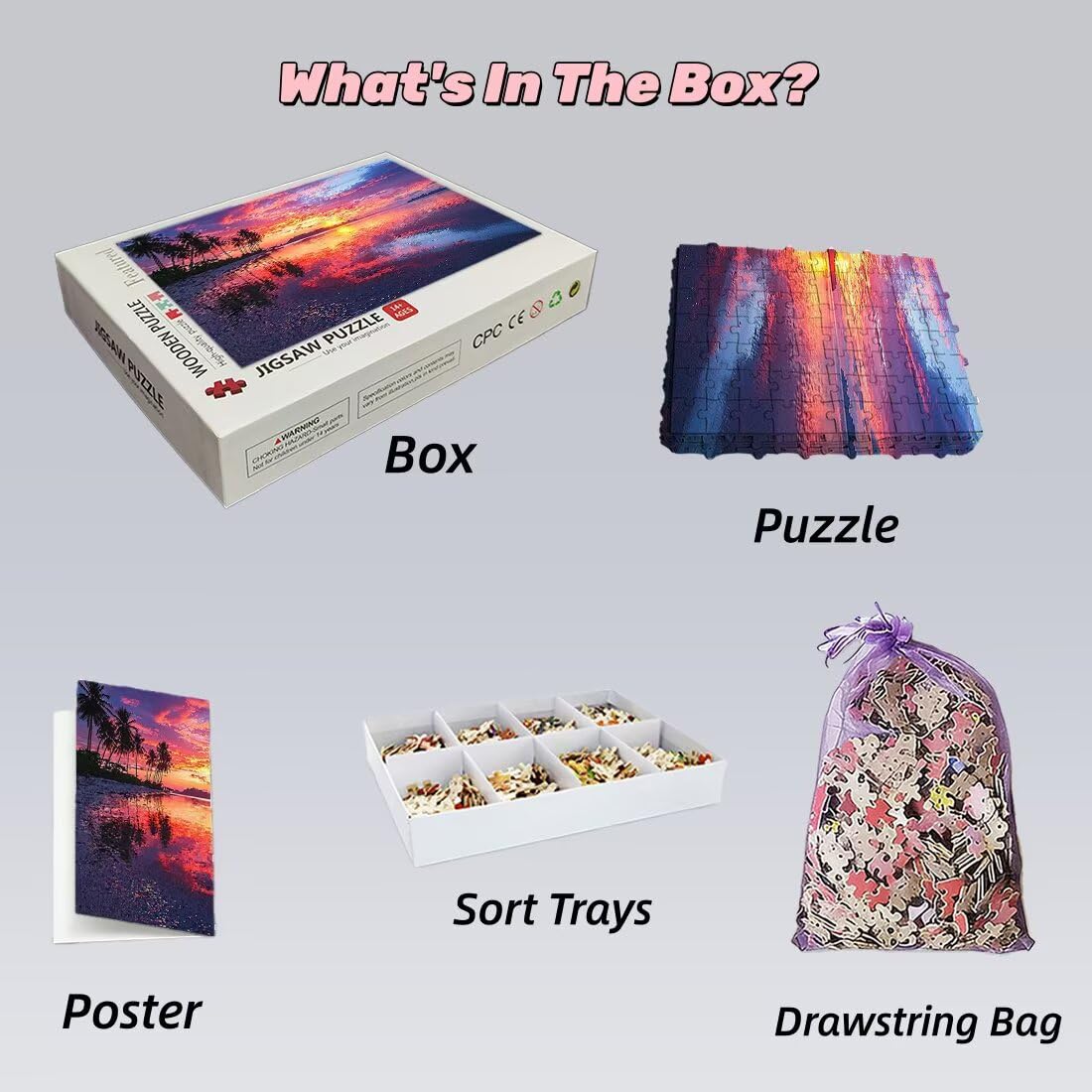 Puzzle 5000 sztuk Plaża, Puzzle Zachód Słońca, Puzzle Dorośli Kreatywna Rozrywka, Drewniane Puzzle Z Pudełkiem Prezentowym, Klasyczne Puzzle Zabawki Edukacyjne, Oryginalne Prezenty Dla Kobiet -2207