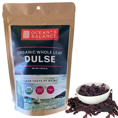 Oceans Balance Organic Whole Leaf Dulse - Alga marina de la costa de Maine - Verduras del mar del Atlántico perfecto para la dieta Keto la dieta