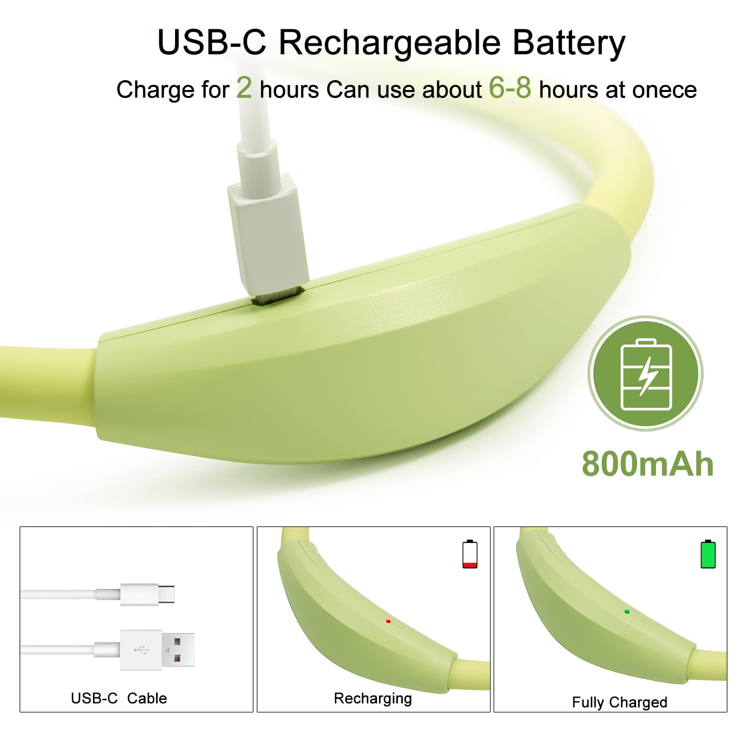 Nackenbuch-Licht LED Leselampe USB wiederaufladbar Freisprecheinrichtung 4 LED Birnen 4 einstellbare Helligkeit zum Lesen im Bett oder Lesen in Autolampe Grün grün