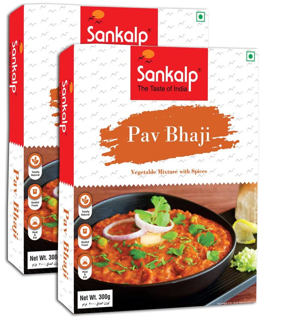 Sankalp Delicious & Aromatic Ready to Eat Pav Bhaji |Vegetable Mixture with Spices | Ready in 5 Minutes | No Preservatives | Gluten-Free | 100% Mom Approved - 300G*2 Pack (B0BV9KRJ5T) Amazon Price History, Amazon Price Tracker