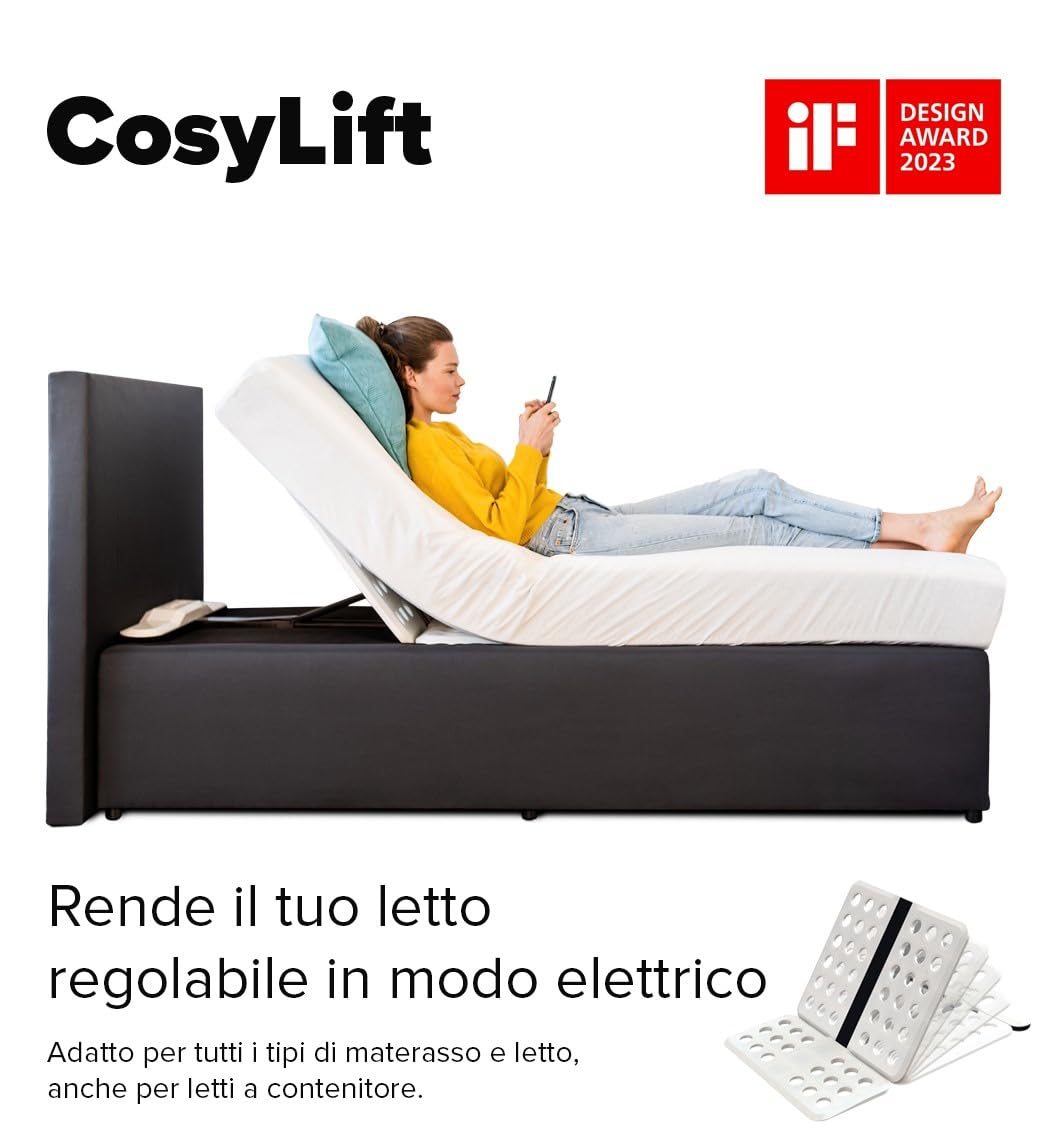 CosyLift rete a doghe Add On – trasforma ogni letto in regolabile elettrico – Meccanismo di sollevamento per materassi, reti e letti a molle – incluso interruttore manuale