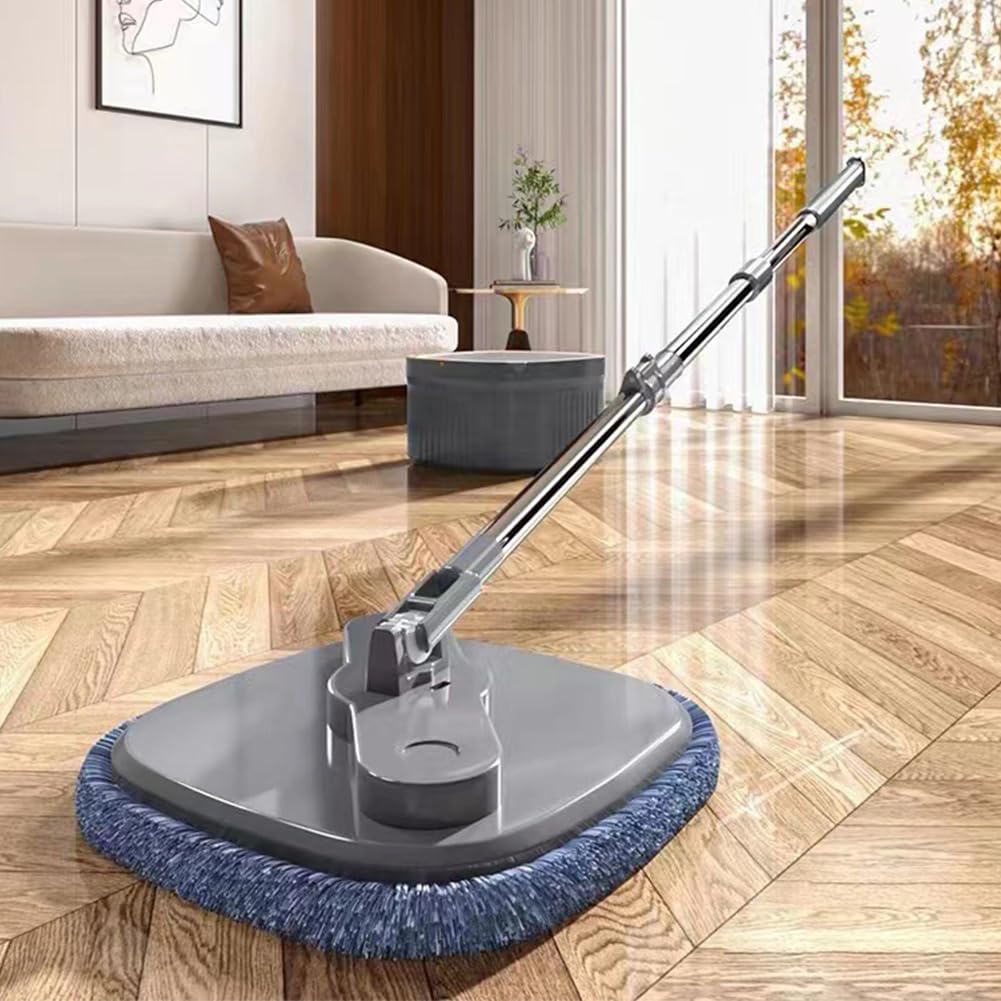 Mopa giratoria M16, mopa cuadrada giratoria y cubo con juego de escurridor, fregona retráctil giratoria de 360°, separación de manchas, autolavado, trapeador cuadrado giratorio para uso en