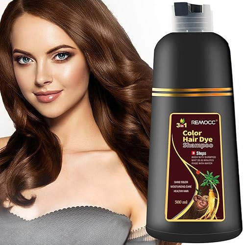 Remocc Champú instantáneo de tinte para el cabello castaño para mujeres y hombres, champú para teñir el cabello gris, 16.9 fl oz de ingredientes