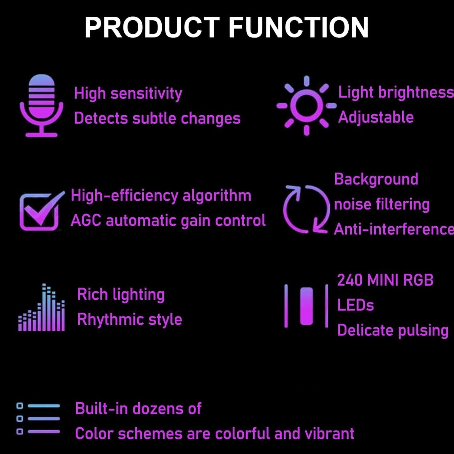 TsoLay Musik-Rhythmus-Licht, RGB-Sound-Spektrum-Lampe Mit 12 Röhren Und 7 Voreingestellten Modi, Helligkeit Und Farbe Einstellbar, 240 Vollfarb-LEDs, Für Studio Und Gaming-Zimmer