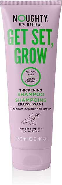Noughty 97% Natural,Get Set Grow Hair Thickening Shampoo,Optimise Scalp Health,Stimulate Roots,Promote Hair Growth,with Organic Garden Pea Sprouts,Green Robusta Coffee Beans & Piroctone Olamine,250ml